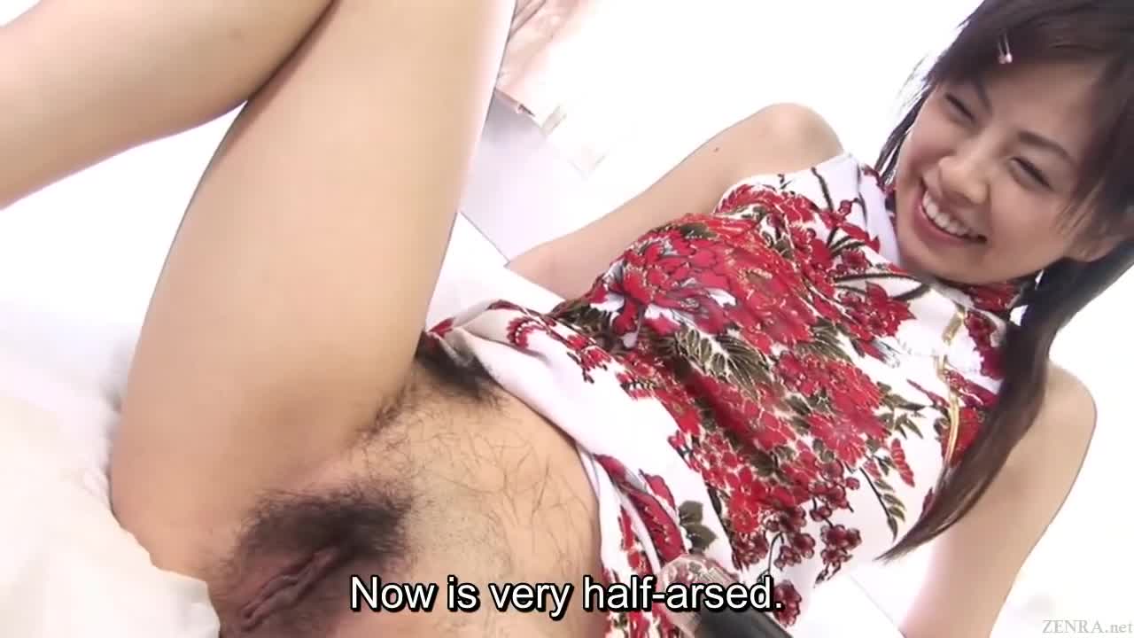 Subtitled bottomless Japanese pubic hair shaving in HD