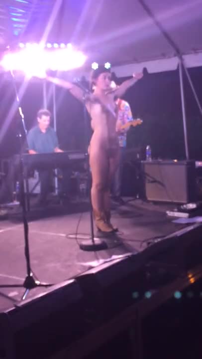 Hairy girl on stage. 