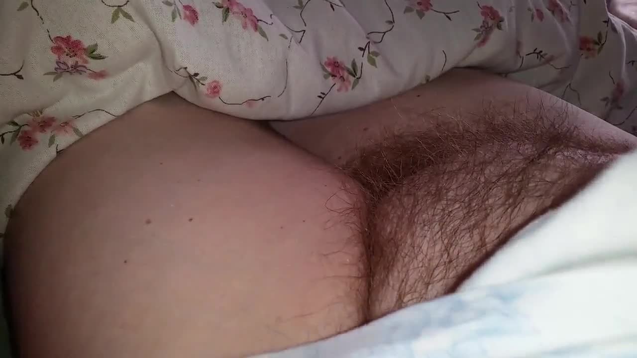 revealing her tired soft hairy pussy & belly before awakens